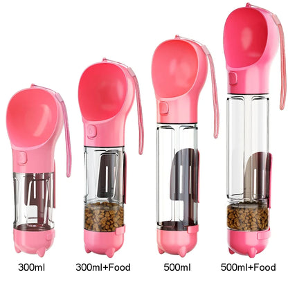 3-in-1 portable dog water bottle and food dispenser