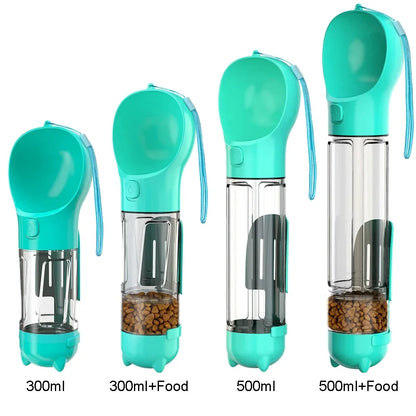 3-in-1 portable dog water bottle and food dispenser