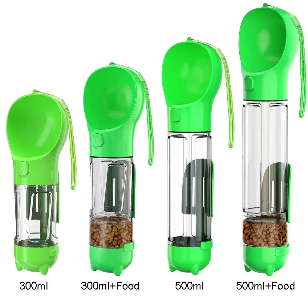 3-in-1 portable dog water bottle and food dispenser