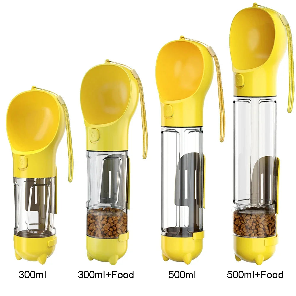 3-in-1 portable dog water bottle and food dispenser