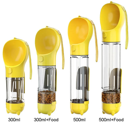 3-in-1 portable dog water bottle and food dispenser