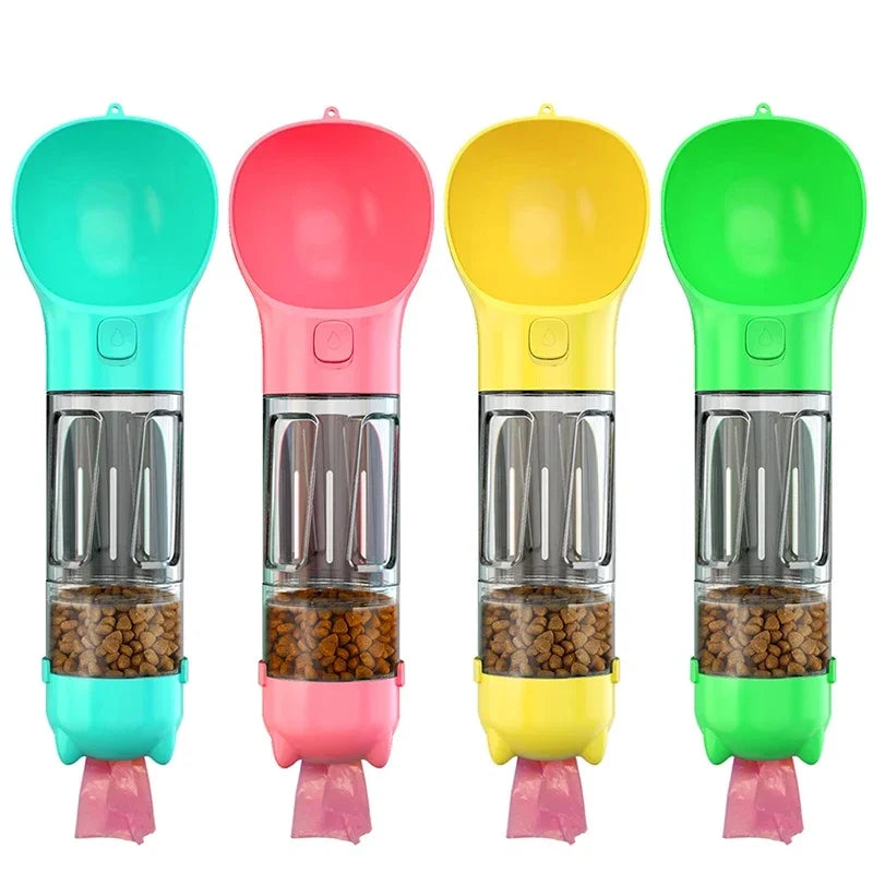 3-in-1 portable dog water bottle and food dispenser