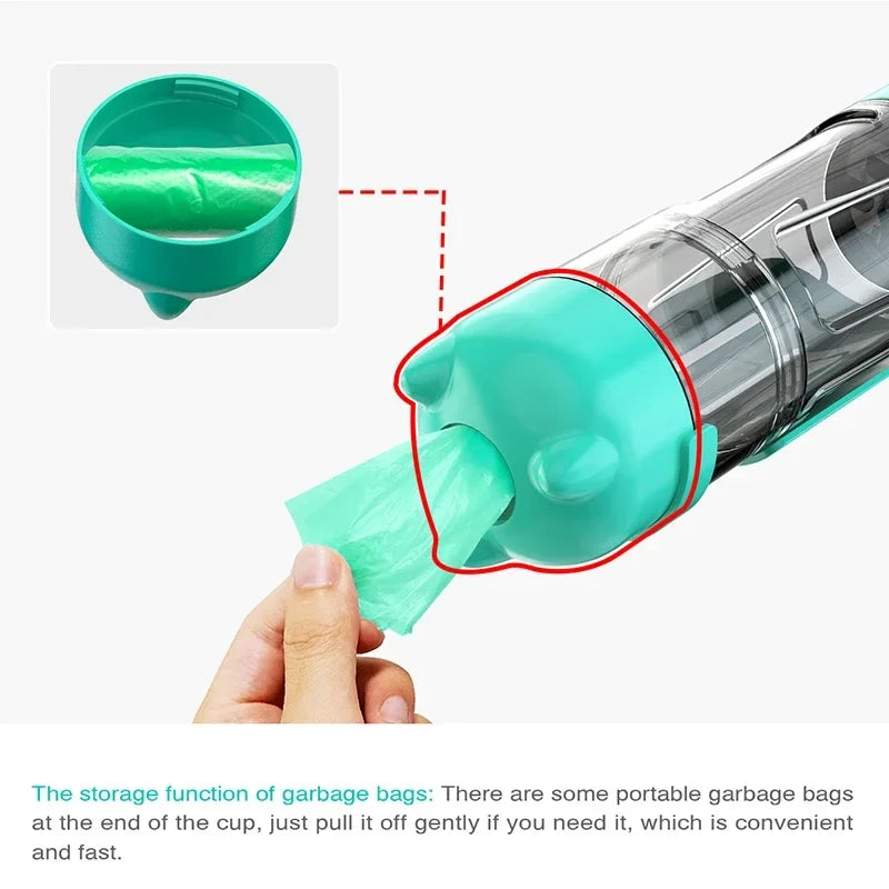 3-in-1 portable dog water bottle and food dispenser
